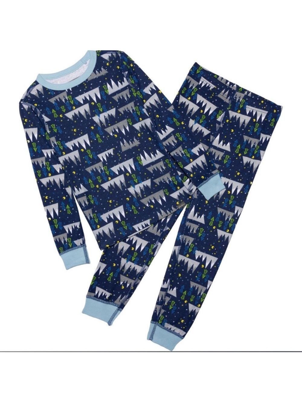 Eddie Bauer 2T Navy Christmas Trees Forest Moon Toddler Boy Cotton PJ Sleep Set